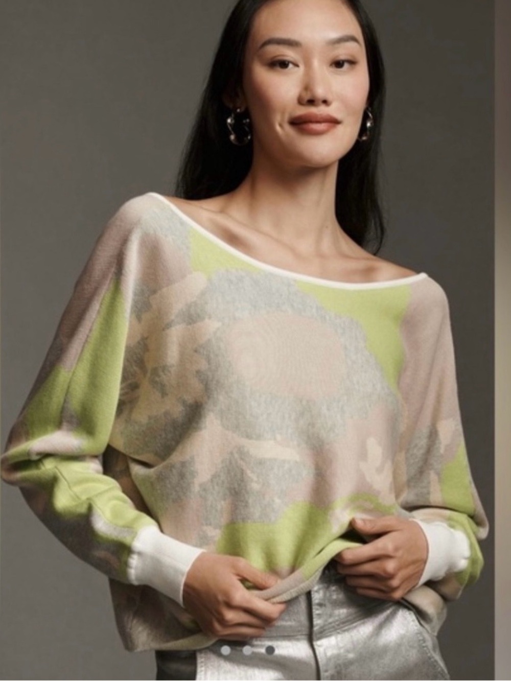 Anthropologie Hazy Daze Floral Camo Knit Sweater